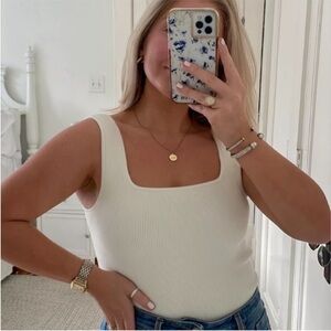 Reformation Julia Ribbed Sweater Tank in Ivory